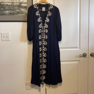 Navy dress with white flowers